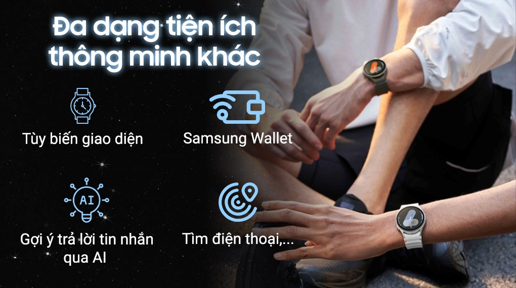 Samsung Galaxy Watch7 44mm hiển thị thông báo tìm điện thoại, làm nổi bật chức năng chống mất và tìm thiết bị thông minh.