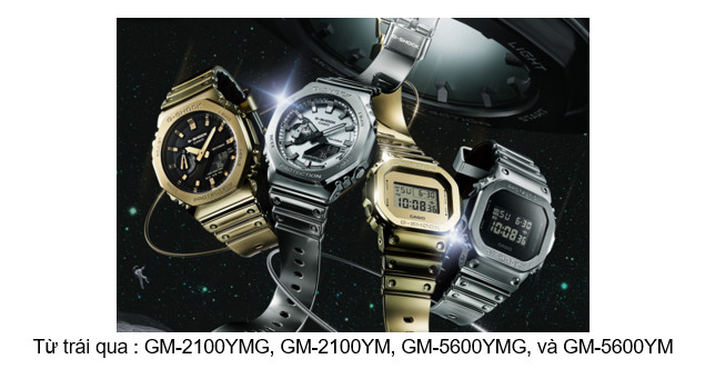 Đồng hồ Casio G-Shock với dây đeo silicon có vẻ ngoài kim loại