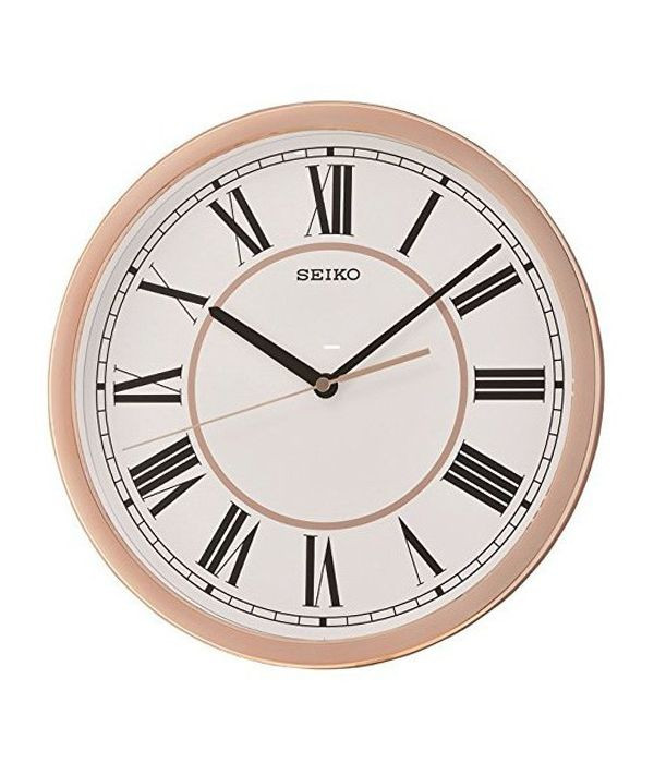 Giá đồng hồ treo tường quartz Seiko QXA665PT mặt tròn viền vàng đồng sang trọng