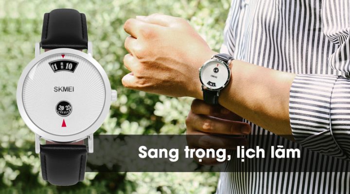 Đồng hồ Skmei nam dây da SK-1489 với thiết kế trẻ trung, hiện đại