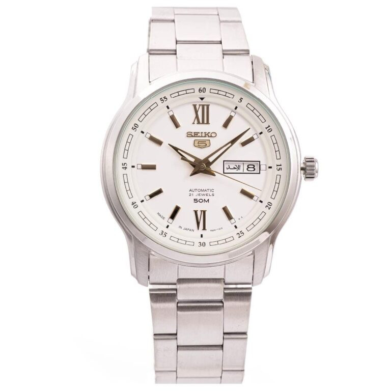 Đồng hồ Seiko nam mặt trắng số La Mã SNKP15J1