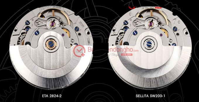 So sánh chi tiết cấu trúc máy đồng hồ ETA 2824-2 và bộ máy Sellita SW200