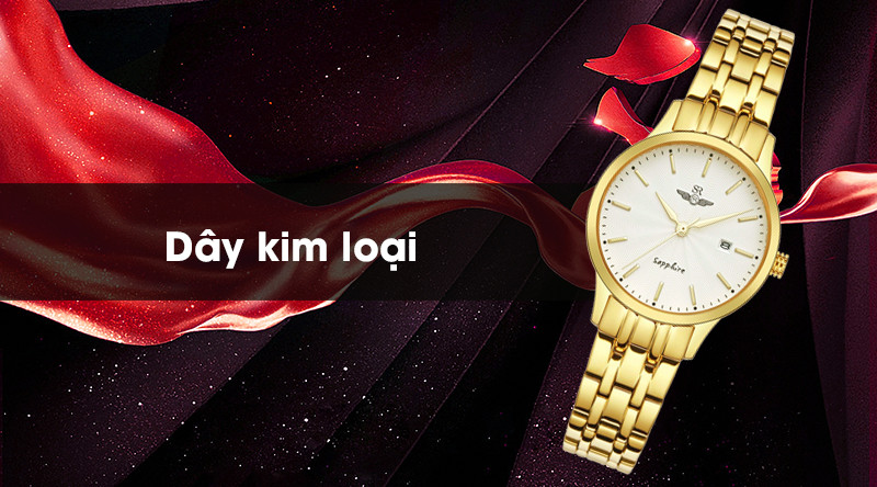 Dây đeo kim loại của đồng hồ SR nữ chính hãng bền chắc và sang trọng