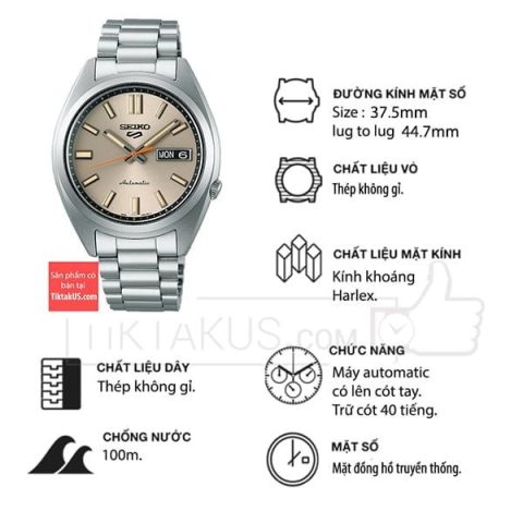 Mặt số đồng hồ Seiko 5 Sport SRPK91K1 màu xanh kết hợp dây đồng hồ kim loại