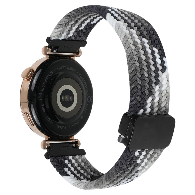 Hình ảnh cận cảnh dây đeo đồng hồ Amazfit Bip bện nylon màu sô cô la đậm, thể hiện chất liệu và khóa từ tính