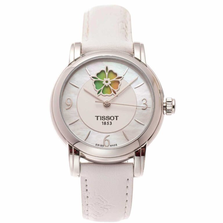 Tissot Lady Heart nữ T050.207.17.117.05 dây da trắng với mặt số xà cừ