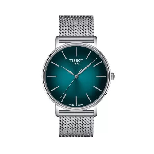 Mẫu đồng hồ Tissot Everytime nam quartz với mặt xanh lá thanh lịch, dây kim loại
