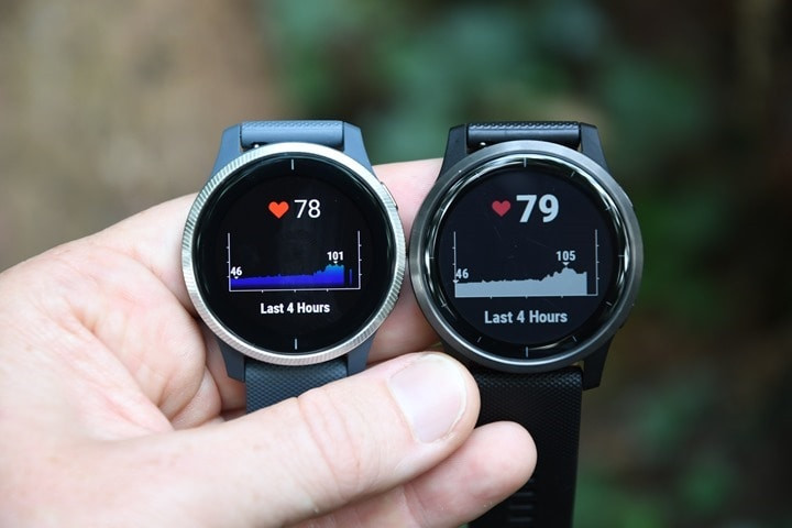 So sánh biểu đồ nhịp tim trên Garmin Venu và Vivoactive