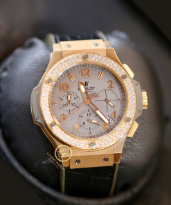 Đồng hồ Hublot Big Bang Earl Gray Rose Gold Niềng kim cương Chronograph