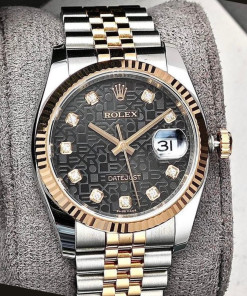 Đồng hồ Rolex Datejust 116231 size 36mm demi vàng hồng mặt vi tính đen
