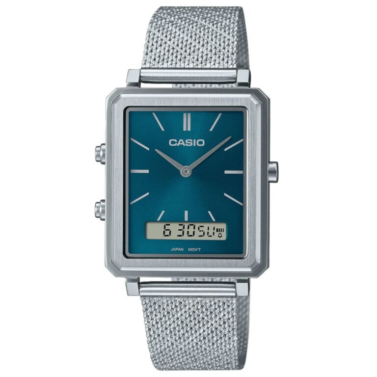 Casio MTP-B205M-3EDF, mẫu đồng hồ Casio nam tay nhỏ mặt chữ nhật màu xanh