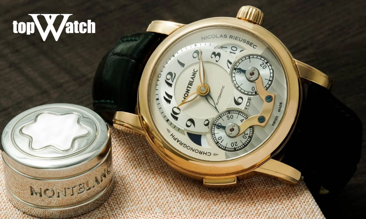 Đồng hồ Montblanc Nicolas Rieussec Chronograph vàng hồng 18K, minh họa giá trị vật liệu trong giá đồng hồ Montblanc.