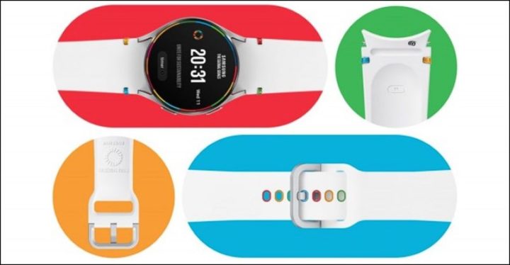 Dây đeo đồng hồ Global Goals của Samsung với thiết kế silicone trắng và điểm nhấn màu sắc, đồng hành cùng các sản phẩm Samsung ra mắt đồng hồ mới