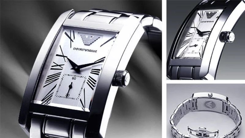 Mẫu đồng hồ Emporio Armani mặt chữ nhật dễ dàng phối hợp trang phục