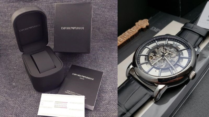 Hộp đựng sang trọng của thương hiệu đồng hồ Emporio Armani