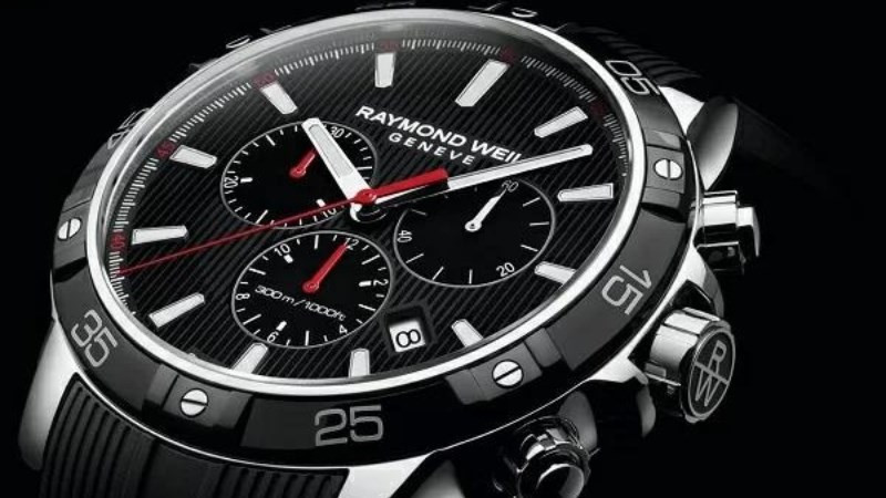 Đồng hồ Raymond Weil Tango Black Sports Watch với vòng bezel mạnh mẽ