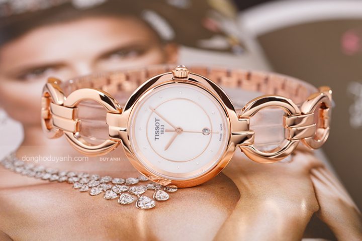 Đồng hồ Tissot Flamingo 2 T094.210.33.116.01 với mặt số xà cừ và kim cương