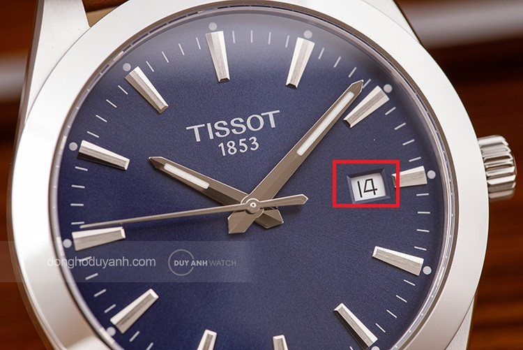 Đồng hồ Tissot Gentleman T127.410.16.041.00, có thể hiện dấu hiệu đồng hồ hết pin qua kim giây nhảy