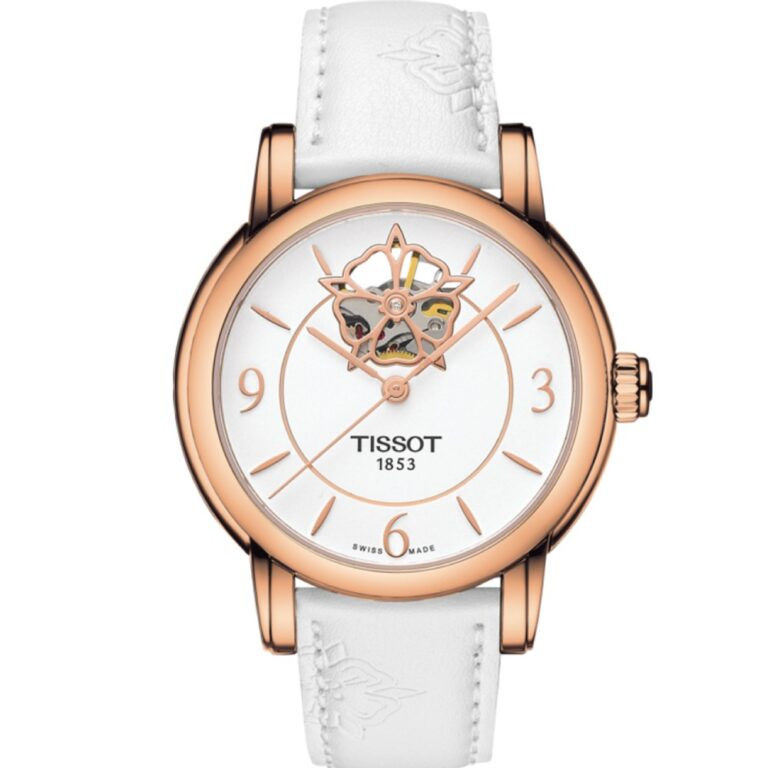 Đồng hồ Tissot Lady Heart Open Heart nữ T050.207.37.017.04 dây da trắng