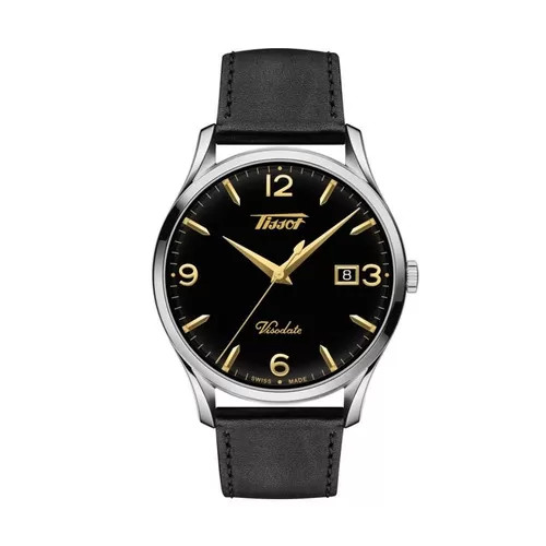 Đồng hồ Tissot Heritage Visodate nam quartz dây da đen, mặt số cổ điển