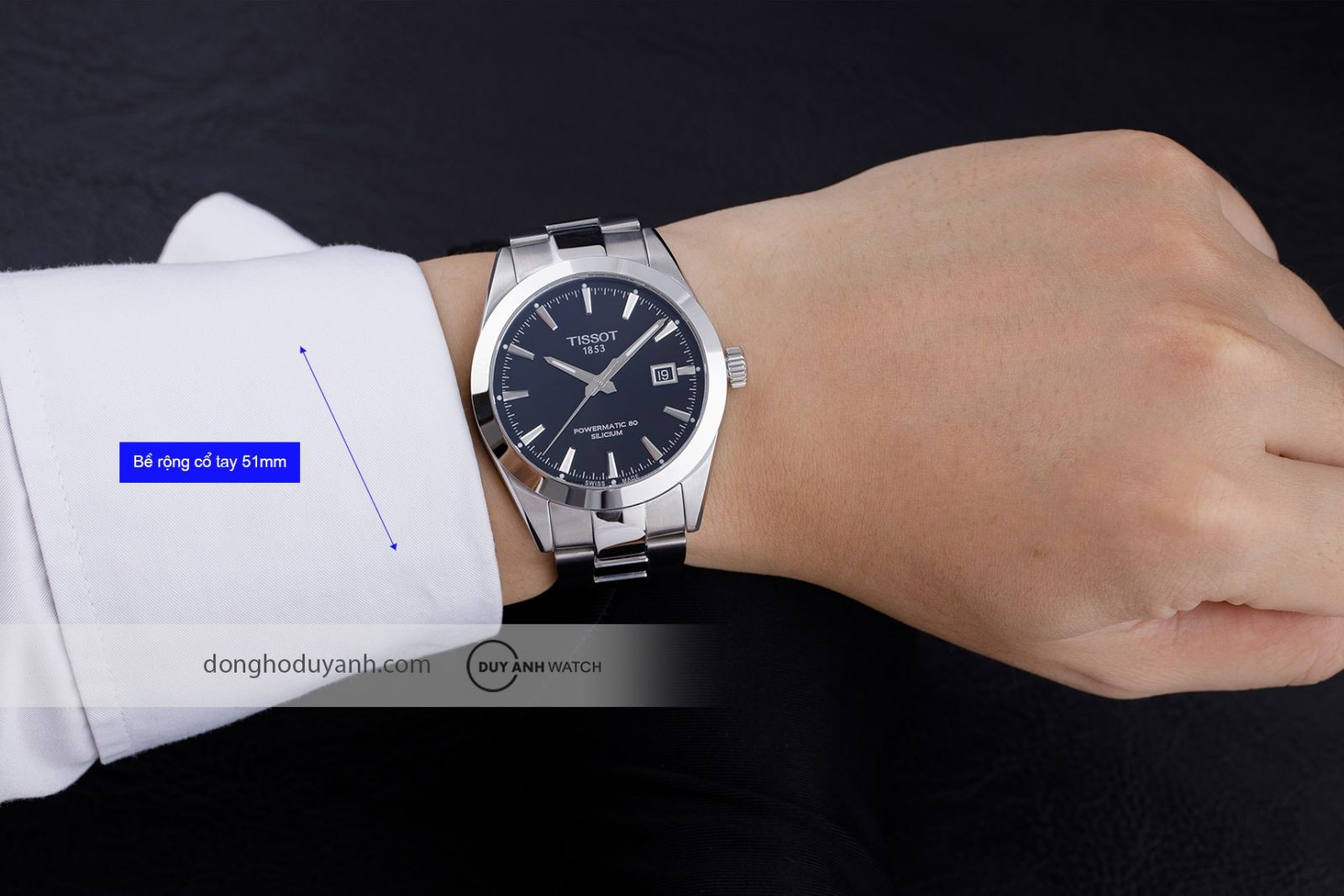 Đồng hồ Tissot Gentleman Powermatic 80 Silicium dây da nam cao cấp chính hãng trên cổ tay