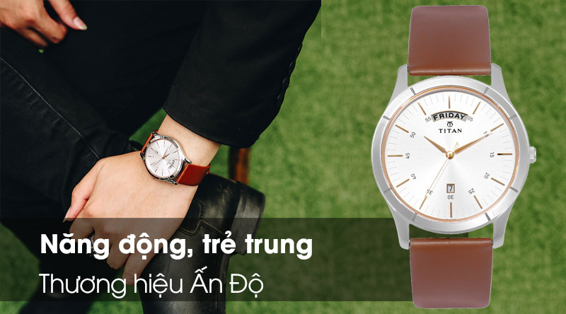 Đồng hồ Titan nam 1767SL01 với thiết kế mặt tròn thanh lịch, phong cách phù hợp với phái mạnh, ảnh hưởng đến giá đồng hồ Titan nam chính hãng