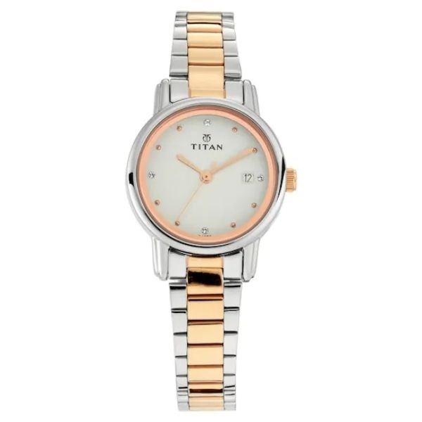 Đồng hồ nữ Titan 2572KM01 mặt nhỏ dây kim loại ánh bạc