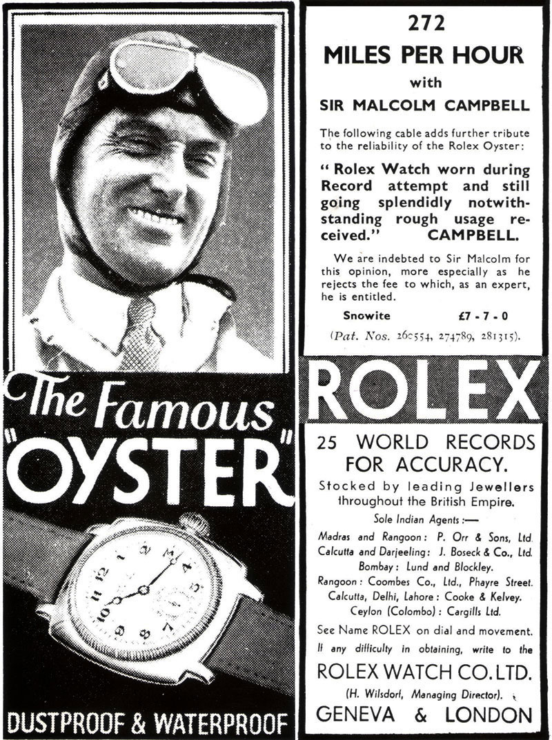 Tay đua Sir Malcolm Campbell và chiếc Rolex của ông trong kỷ lục tốc độ