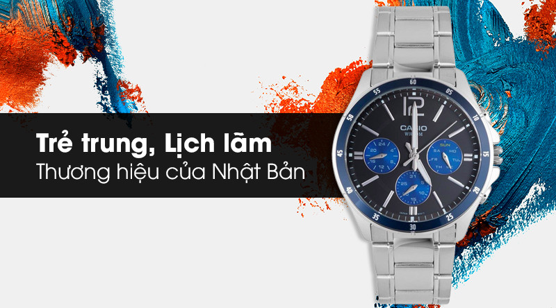Mặt kính trong suốt và cứng cáp của đồng hồ Casio MTP-1374D-2AVDF, đảm bảo an toàn và bền bỉ, phù hợp với phân khúc đồng hồ Casio dưới 2 triệu.