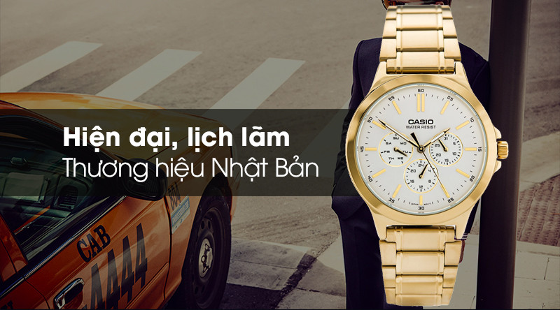 Khung viền chắc chắn của đồng hồ Casio MTP-V300G-7AUDF, chống gỉ và chịu lực tốt, bảo vệ bộ máy bền vững trong phân khúc đồng hồ Casio dưới 2 triệu.