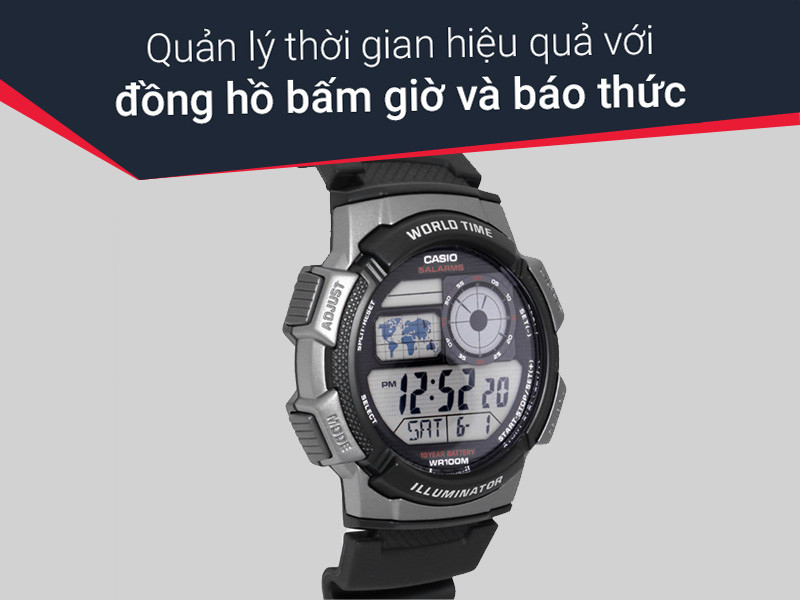 Đồng hồ Casio AE-1000W-1BVSDF, mang lại sự thoải mái khi bơi lội với khả năng chống nước tối ưu
