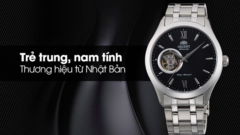 Đồng hồ Orient 38.5 mm Nam FAG03001B0 với thiết kế lộ máy trẻ trung và dây kim loại hiện đại
