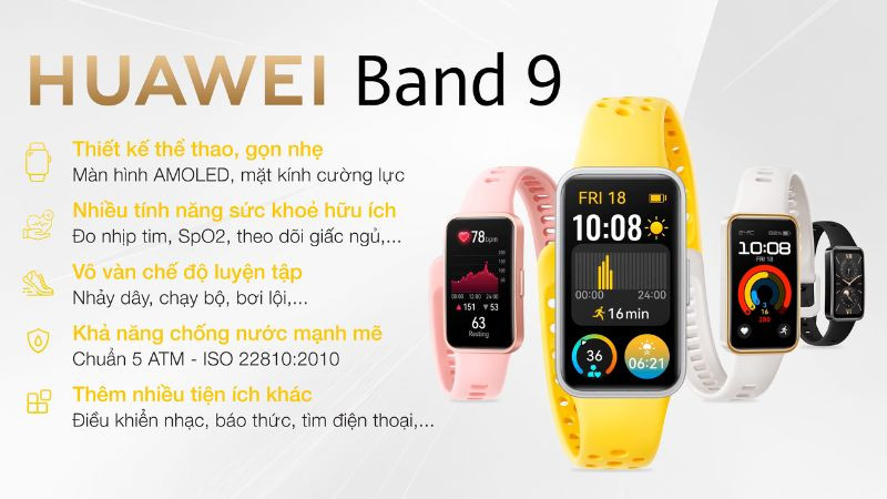 Thiết kế thời trang, mỏng nhẹ của Huawei Band 9 – lựa chọn đồng hồ thông minh rẻ nhất.