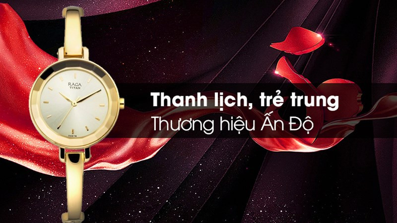 Đồng hồ Titan 36.5mm nữ 2575YM01 mặt kính chịu lực tốt