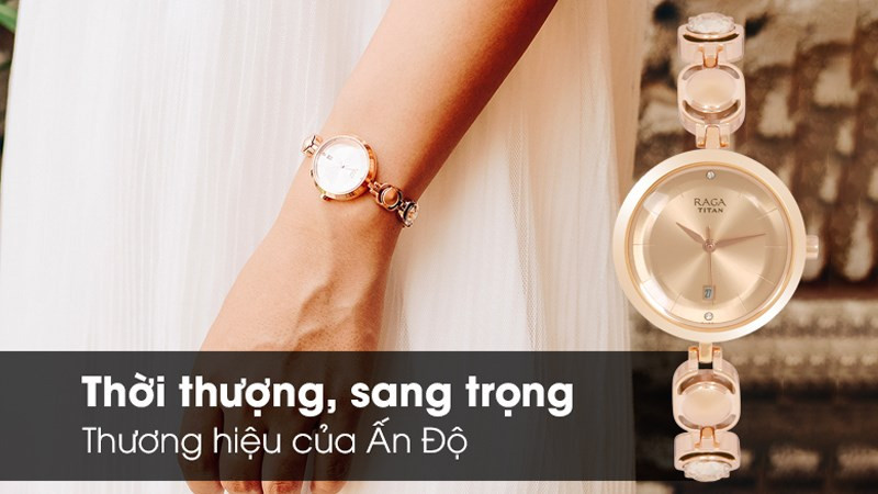 Đồng hồ Titan 28mm nữ 2606WM02 với dây đeo hợp kim chống ăn mòn