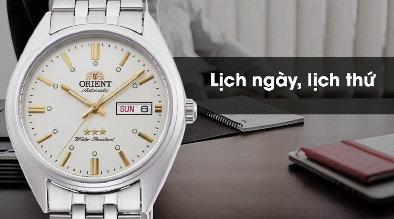 Tính năng hiển thị lịch ngày, lịch thứ, quản lý thời gian hiệu quả trên mẫu đồng hồ dây kim loại giá rẻ Orient