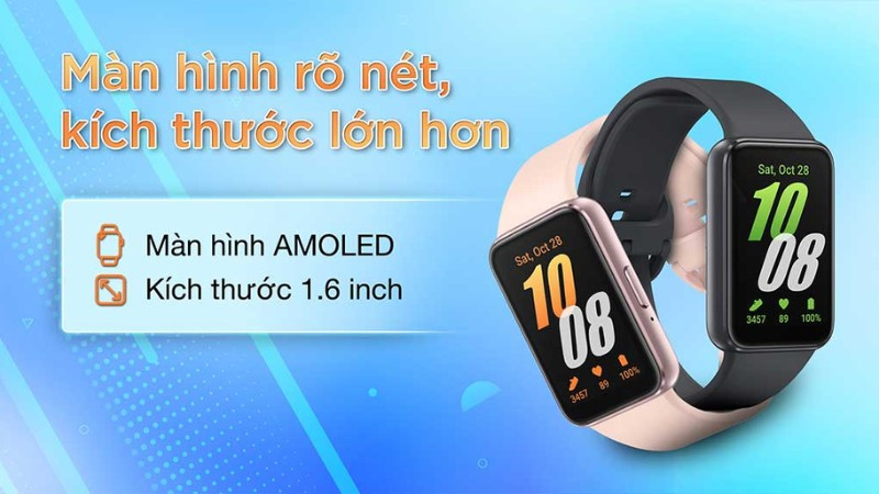 Thiết kế thời trang với khung viền nhôm của đồng hồ thông minh Samsung Galaxy Fit3