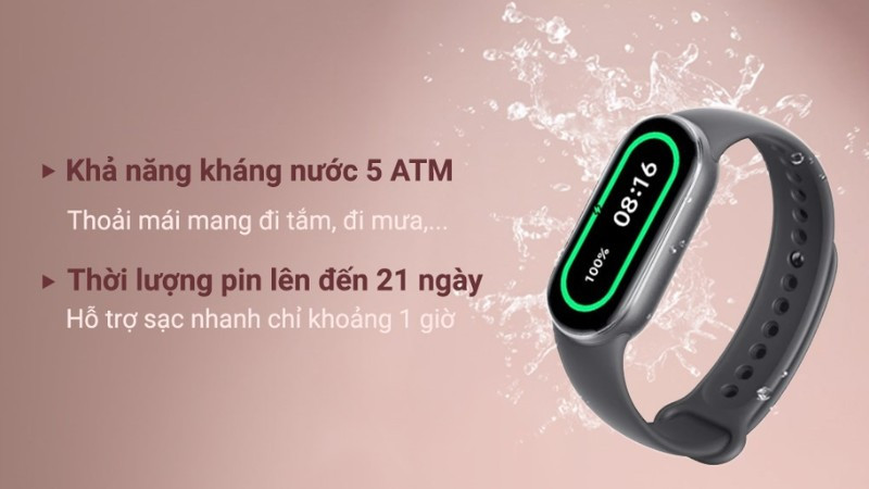 Thời lượng pin ấn tượng lên đến 21 ngày của đồng hồ thông minh Mi Band 9