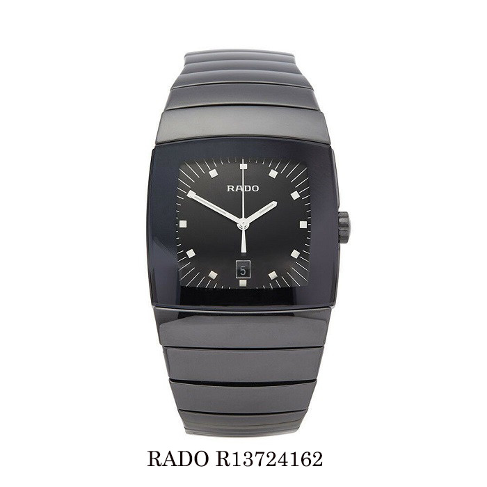 Đồng hồ Rado có mặt vuông R13724162 dành cho nam giới với thiết kế cổ điển, dây ceramic màu đen lịch lãm