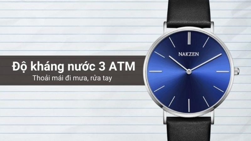 Đồng hồ 2 kim không số Nakzen SL9002GBK-2 nam kháng nước tốt, thoải mái đi mưa