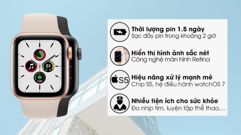 Đồng hồ thông minh Apple Watch SE với thiết kế thời thượng, hỗ trợ nghe gọi và các tính năng sức khỏe