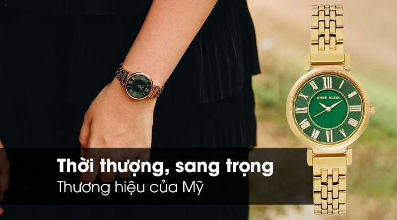 Đồng hồ ANNE KLEIN nữ, mặt xanh ngọc bích, kiểu dáng sang trọng và thời thượng