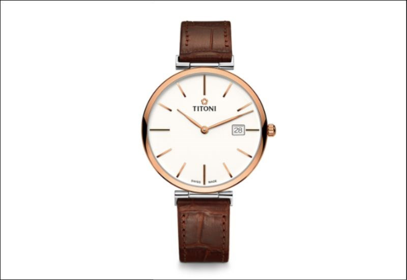 Đồng hồ nam 2 kim không số Titoni 82718 SRG-ST-606 thanh lịch và tinh tế