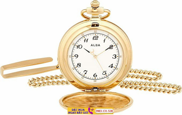 Đồng hồ quả quýt treo Alba Renewal màu vàng có nắp, một lựa chọn đồng hồ quả quýt cao cấp với thiết kế vỏ kín sang trọng.