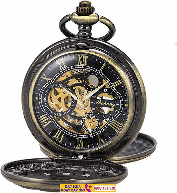Đồng hồ quả quýt lộ máy Skeleton Mechanical Double Case lên dây bằng tay của SIBOSUN, chữ số La Mã cổ điển, thể hiện sự tinh xảo của đồng hồ quả quýt cơ khí cao cấp.