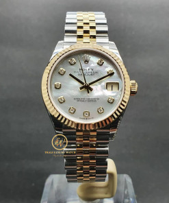 Đồng hồ nữ Rolex 278273 Size 31 mặt MOP ánh trai cọc số kim cương Demi vàng vàng