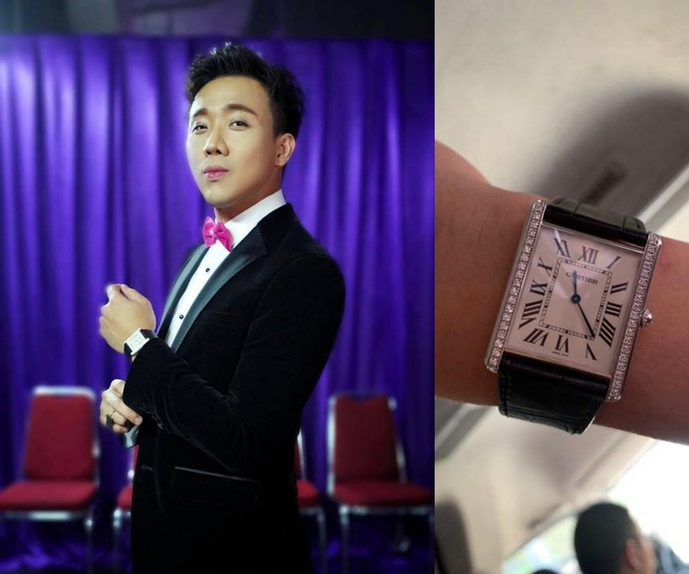 Trấn Thành khoe chiếc đồng hồ Cartier Tank Anglaise Diamond đắt giá từ bộ sưu tập của mình.