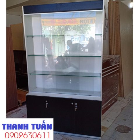 Tủ trưng bày đồng hồ thanh lý MDF trắng đen đẹp mắt