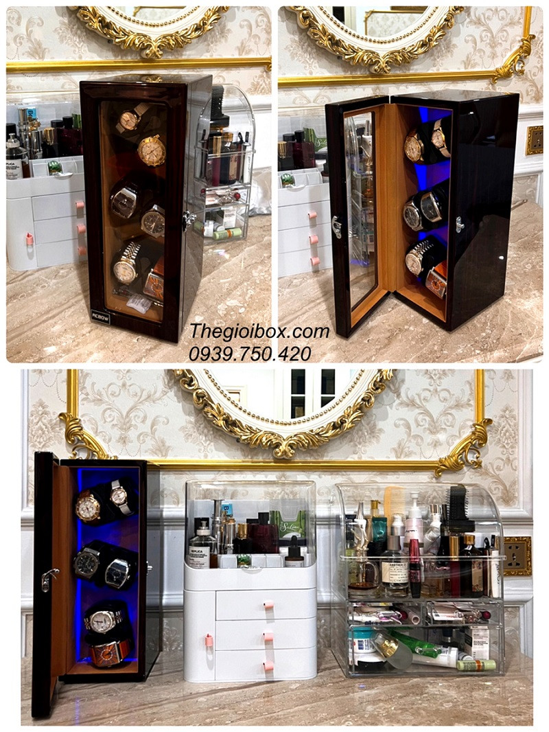 Hộp đựng đồng hồ cơ 6 ngăn xoay ACBOW tiện dụng, phản hồi thực tế.