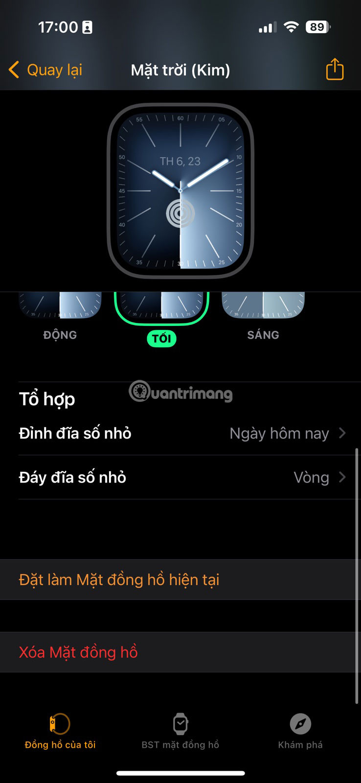 Tùy chỉnh giao diện đồng hồ Apple Watch trong ứng dụng Watch trên iPhone